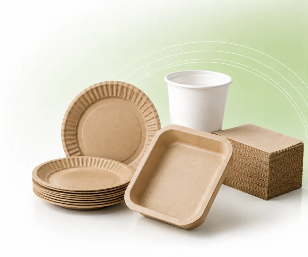 Platos, charolas, vaso y servilletas desechables CREARTON®