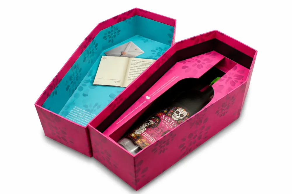 Estuche para vino con diseño de Día de Muertos